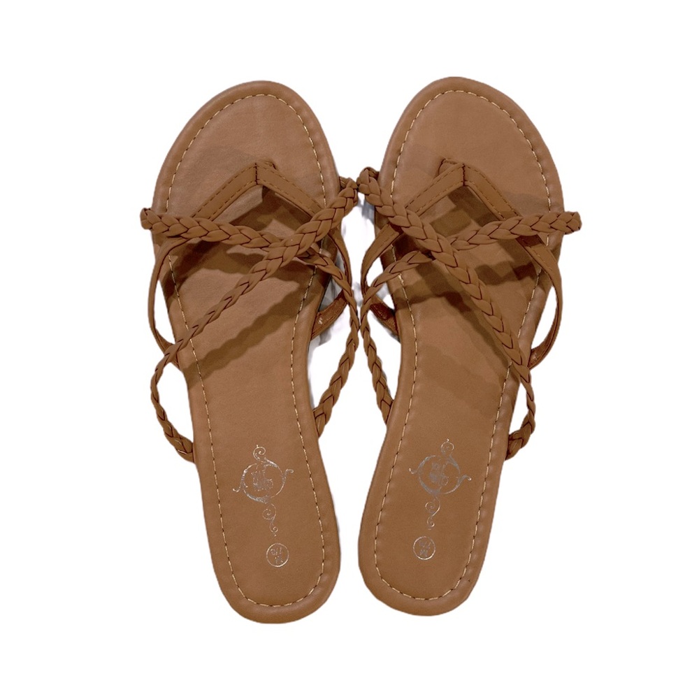 Sole Mates Thong Sandals with Braided Accents NWOT